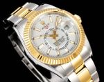 AR Factory Rolex Sky-dweller 42*14.5mm 316L Steel Two-tone Gold Oyster Bracelet 9002 Movement White Watch